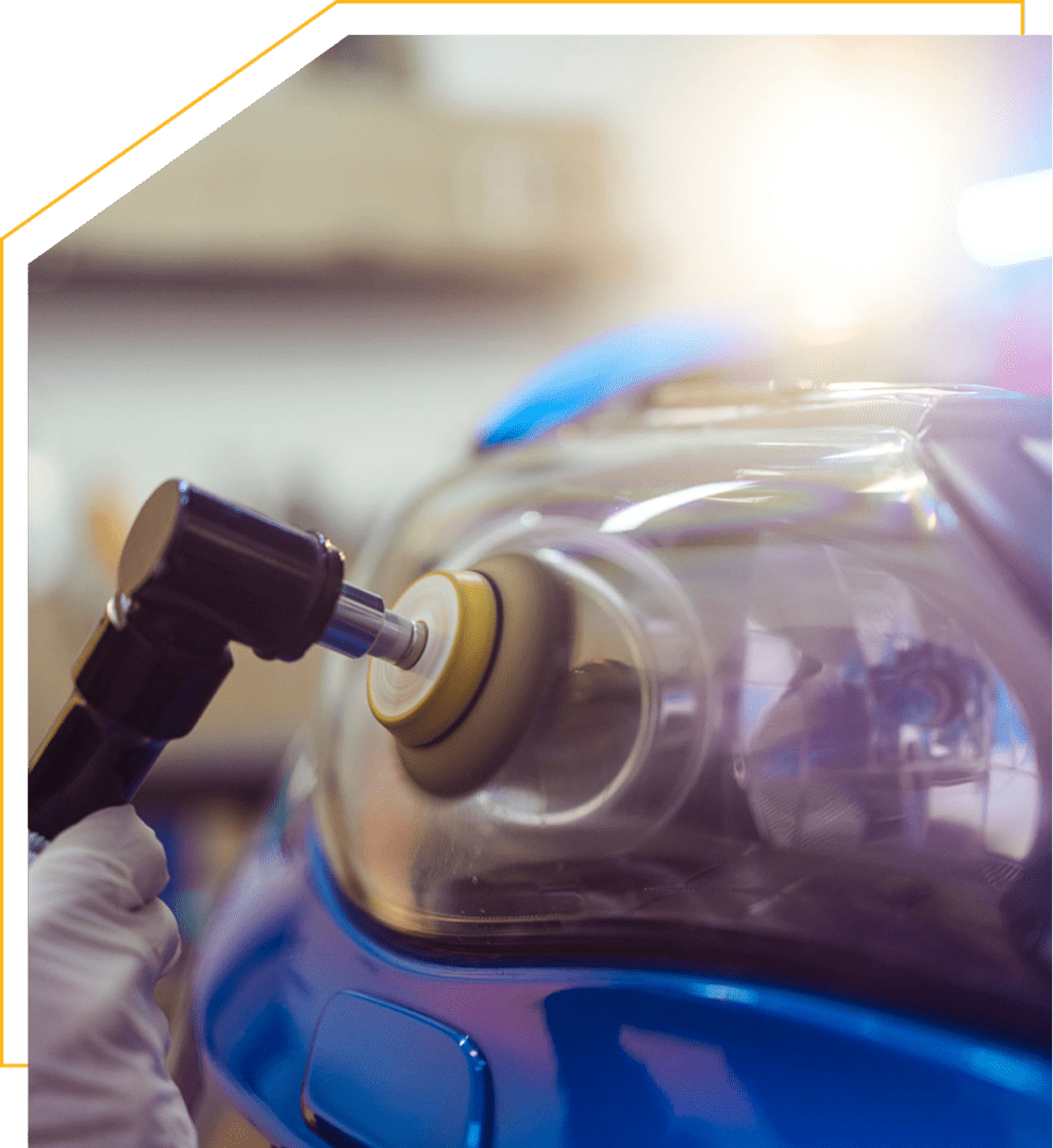 Car headlight restoration in progress