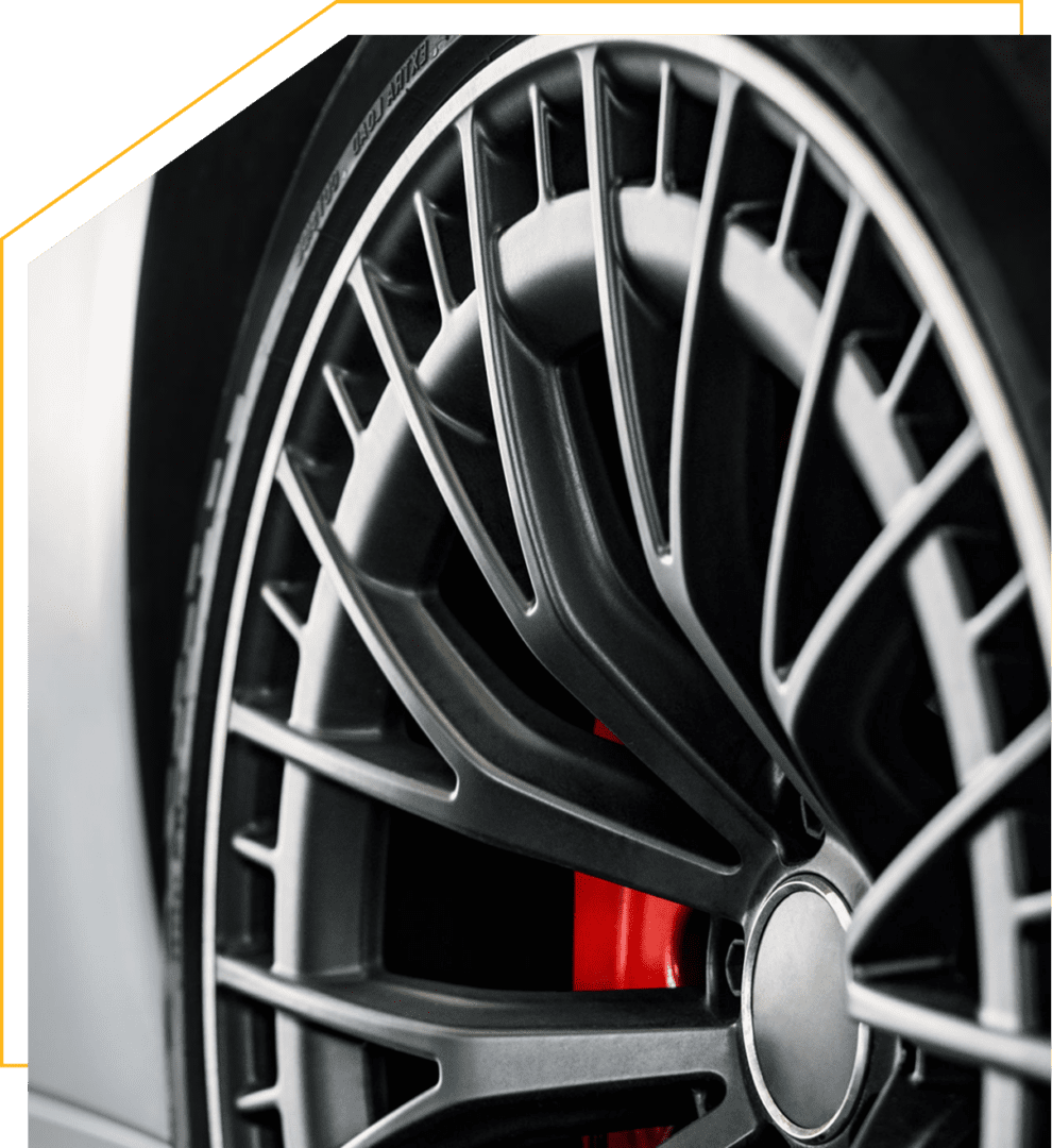 Close-up of stylish car wheel rim