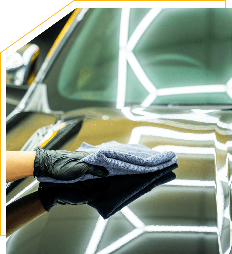 Car detailing with microfiber cloth