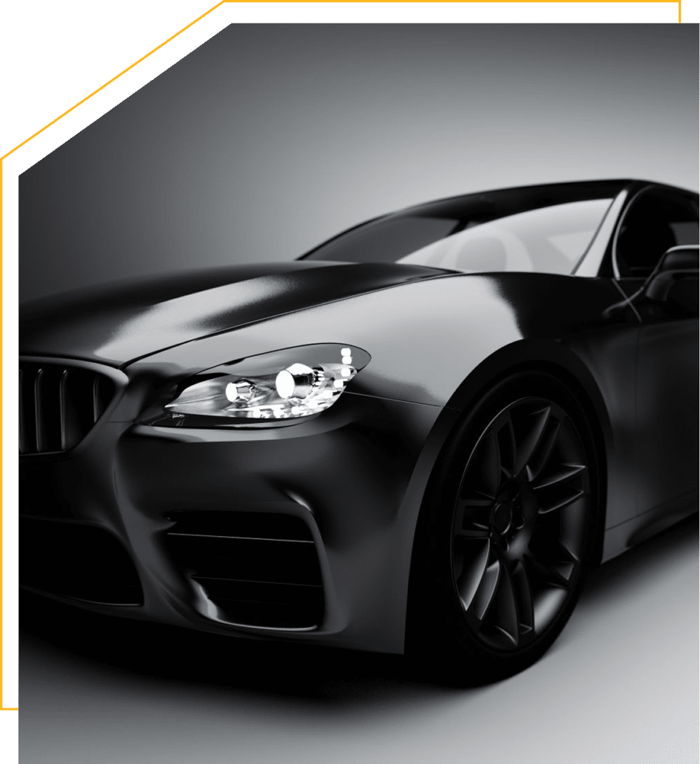 Sleek black sports car in studio lighting