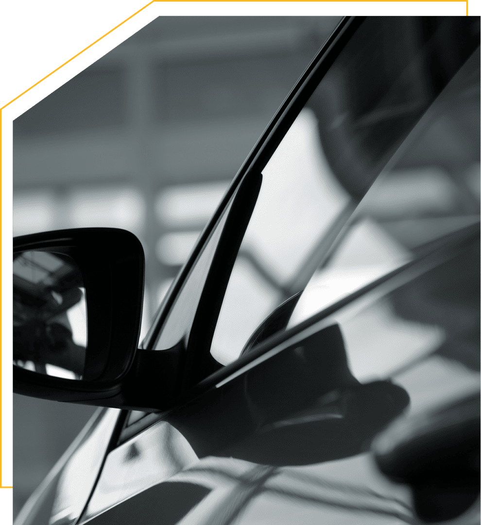 Sleek car design with side mirror detail