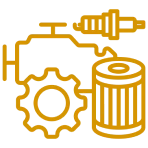 Mechanical parts icon on black background
